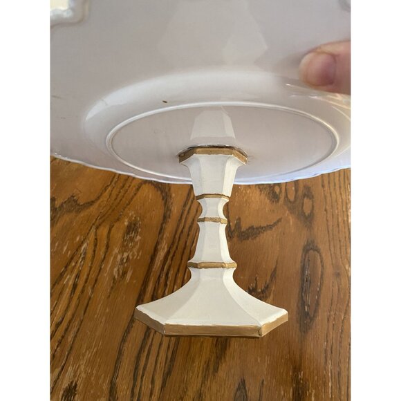 Vintage White Cake Stand With Floral Design Gold Accents - Picture 6 of 6